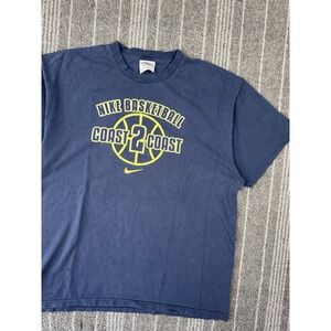 Vintage Nike Shirt Men Large Blue Center‎ Swoosh Basketball Y2K Coast 2 Coast